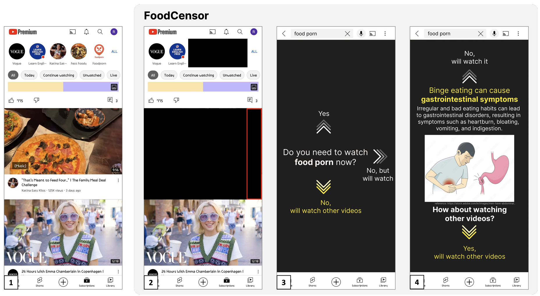 FoodCensor interface for mindful digital food content consumption